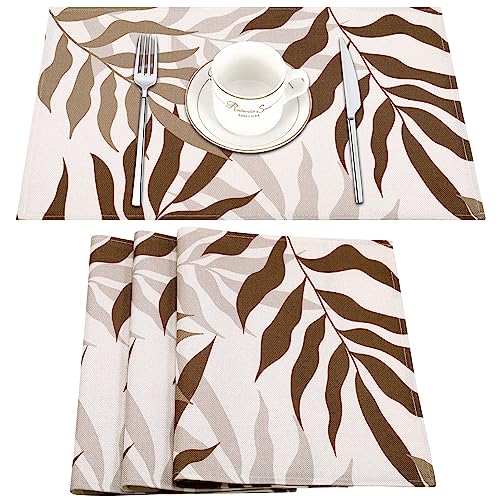 Platzsets Abwaschbar 4er Set Braun Tischsets Polyester Moderne Tischset Abwaschbar Platzmatten Braun Bunte Tischsets Platzsets für Küchen Dekorationen Platzdeckchen Tischdekoration Platzsets 45x32cm von Inhobbok