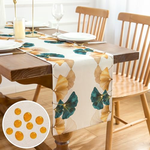 Tischläufer Dekoration Tischläufer Wohnzimmer Tischläufer Bunt Tischläufer Ginkgo Biloba Blätter Tischläufer Polyester Tischläufer Esszimmer Table Runner für Urlaub Party Hochzeit Esstisch 40x140cm von Inhobbok