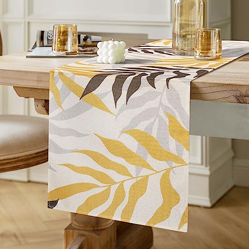 Tischläufer Gelb Blätter Tischläufer Modern Wohnzimmer Tischläufer Bunt Tisch Deko Schließfächer Tischläufer Polyester Tischmatten Läufer Set Für Esszimmer Anrichte Schuhschrank Dekor 40x140cm von Inhobbok