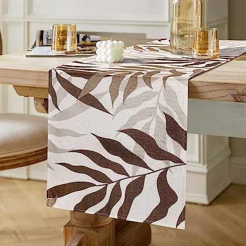 Tischläufer 40x140 Modern Esszimmer Natur Polyester Tischläufer Braun Gelb Blätter Tischläufer Kurz Rechteckiger Dekorativer Tischläufer für Drinnen und Draußen Küche Esstisch Picknick von Inhobbok