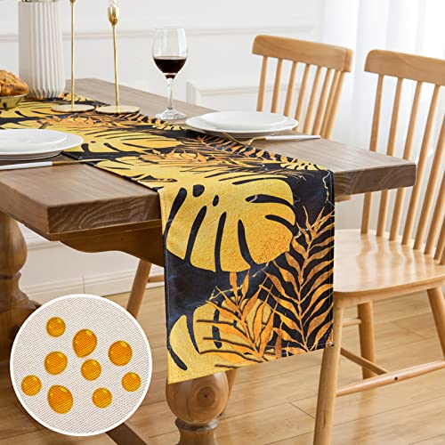 Tischläufer Modern Polyester Tischdecke Herbstlich Vintage Muster Tischwäsche Hochzeit Tischläufer Dunkelgrün Tischdeko Landhausstil Table Runner für Bauernhaus Picknicks Urlaub Party 40x140cm von Inhobbok