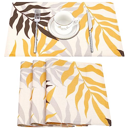 Tischsets Platzsets Abwaschbar 4er Set Platzsets Gelb Braun Grau Blätter Muster Tischsets Platzset Abwaschbar Tischsets Platzsets für Küchen Tischdekoration Dekorationen Platzdeckchen 45x32 Tischsets Platzsets Abwaschbar 4er Set Platzsets Gelb Braun Grau Blätter Muster Tischsets Platzset Abwaschbar Tischsets Platzsets für Küchen Tischdekoration Dekorationen Platzdeckchen 45x32 von Inhobbok
