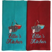 Küchenhandtuch Set Mit Besticktem Backmotiv Und Gespiegeltem Farbschema Personalisiert von InitialImpressions