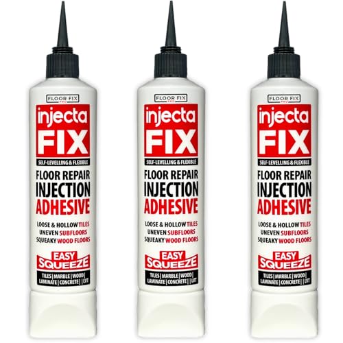 Injectafix 300 ml Easy Squeeze – Flexibler, starker Kleber zum Befestigen loser und hohler Fliesen + Holz-, LVT- und Laminatböden – Selbstnivellierend, inklusive Anti-Verstopfungs-Kappe (3) von Injectafix