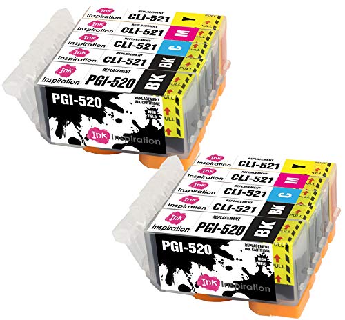 Ink Inspiration® Ersatz für Canon PGI-520 CLI-521 Druckerpatronen 10er-Pack, kompatibel mit Canon Pixma MP560 MP640 MP630 MP620 iP4600 iP4700 iP3600 MP540 MP990 MP980 MP550 MX870 MX860 von Ink Inspiration