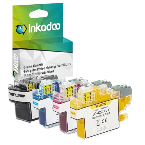 Inkadoo Kompatibel Tinte für Brother LC-422XL MFC-J 6540 DW, MFC-J 6940 DW, MFC-J 5345 DW, MFC-J 5340 DW, MFC-J 6590 DW, MFC-J 5740 DW von Inkadoo