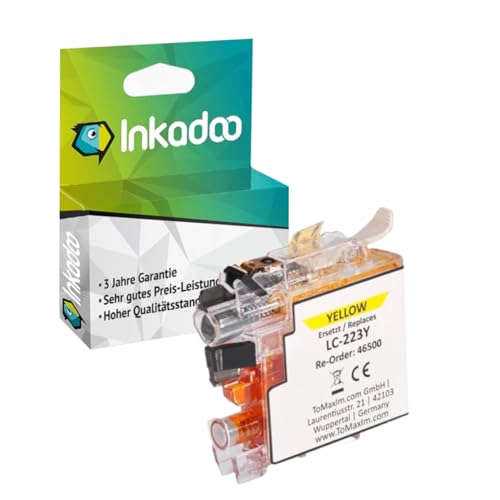 Inkadoo Tinte passend für Brother MFC-J 480 DW, MFC-J 5320 DW, DCP-J 4120 DW, MFC-J 4420 DW, MFC-J 4625 DW, DCP-J 562 DW kompatibel zu Brother Druckerpatrone LC223Y, LC-223Y, Gelb, 650 Seiten von Inkadoo