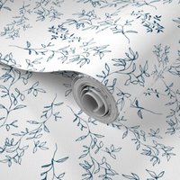Abziehbare Tapete Abziehen Und Aufkleben - Handgezeichnet Umweltfreundlich Zweigranke Blau Weiß von InkandBlueDesigns