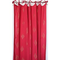 Hand-Block Gedruckt Vorhang - Rot Und Gold Druck Baumwolle 47 "W X 92" L von Inkandblock