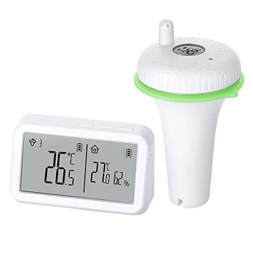 INKBIRD IBS-P02R Funk Poolthermometer, Schwimmend Poolthermometer mit Innentemperatur- und Luftfeuchtigkeitsmonitor, Großer Bildschirm, IPX7 Wasserdicht, für Pool, Whirlpool, Teich von Inkbird