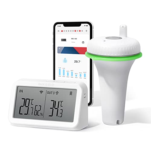 INKBIRD WiFi Schwimmendes Poolthermometer, IBS-P02R mit IBS-M2 WiFi Gateway Kombinationsset, App Steuerung, 9 Kanal von Inkbird