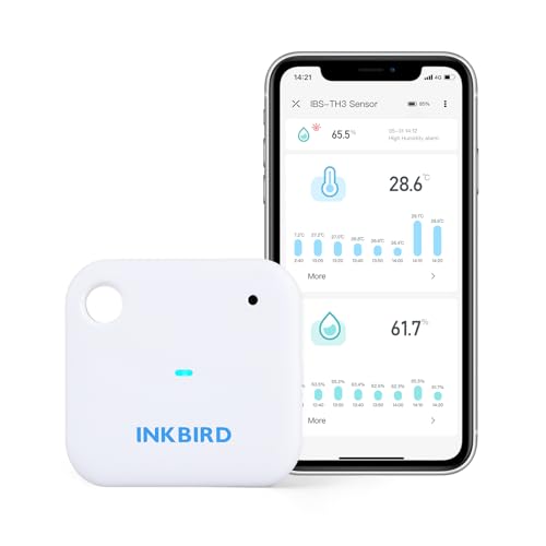 INKBIRD IBS-TH3 Indoor WLAN Thermometer Hygrometer mit APP Steuerung, zuverlässige Messung von 20℃ bis 60℃ für Zuhause, Büro, Gewächshaus, Reptilien, Weinkeller von Inkbird