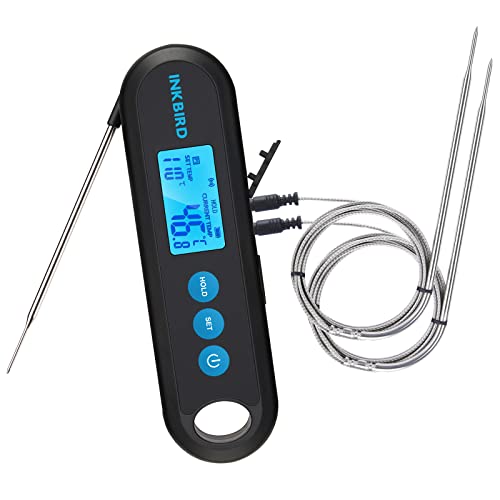 Inkbird Fleischthermometer Kabellos IHT-2PB, USB Wiederaufladbar Fleischthermometer Bluetooth mit 2 Externe Sonde, Magnetisch Bratenthermometer Küchenthermometer zum Grillen, Kochen & Backen von Inkbird