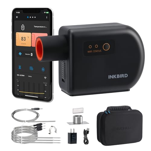Inkbird Grillgebläse Bluetooth 5.1 und Wi-Fi 2,4 GHz Grillventilator, Automatischer Smoker Grillthermometer mit 4 Sonden für Big Green Egg, Kamado Joe, Primo, Vision Grill, Akorn Kamado Inkbird Grillgebläse Bluetooth 5.1 und Wi-Fi 2,4 GHz Grillventilator, Automatischer Smoker Grillthermometer mit 4 Sonden für Big Green Egg, Kamado Joe, Primo, Vision Grill, Akorn Kamado von Inkbird