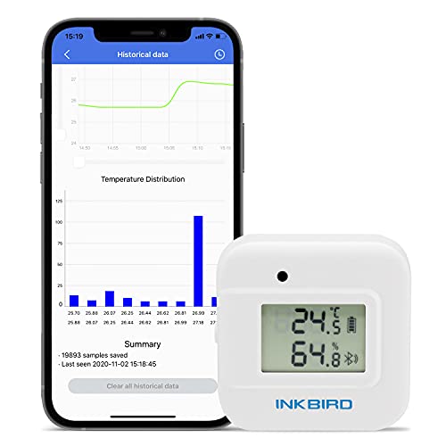 Inkbird IBS-TH2 Plus Bluetooth Thermometer Luftfeuchtigkeitssensor Innen Feuchtigkeit Temperatur Sensor für Haus Garage Weinkeller von Inkbird