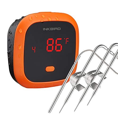 Inkbird IBT-4XC Fleischthermometer Kabellos, Grillthermometer Bluetooth 5.1 Signal 50m, IPX5 Wasserdicht, mit 3 Temperaturfühlern 1 Ofensonde, Bratenthermometer für Grill BBQ Smoker Rotisserie von Inkbird