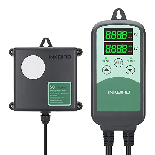 Inkbird ICC-500T Kohlendioxid CO2 Messgerät mit CO2-Sensor für Gewächshaus Agrar und Viehwirtschaft (CO2-Regler und S01 Sensor) von Inkbird