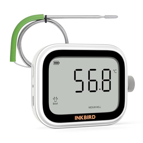 Inkbird Digitales Bratenthermometer, IKT-031 Fleischthermometer Küchenthermometer, Grillthermometer mit Timer, Ofenthermometer mit Einem Großen LCD-Display Countdown für Backen, BBQ, Grill, Smoker von Inkbird