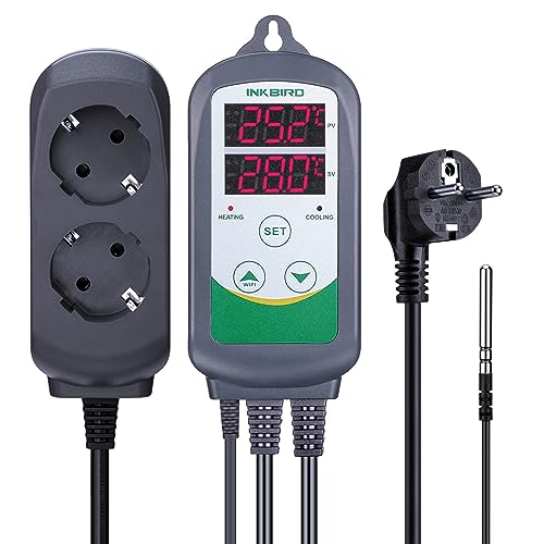 Inkbird ITC-308 Temperatur Steuerung Steckdosen 220V Thermostat mit NTC Sensorsonde für Gewächshaus Reptilien Terrarium von Inkbird