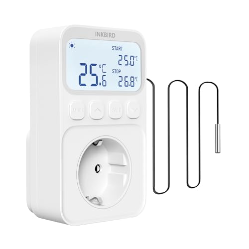 Inkbird ITC-C216T Thermostat Steckdose, Temperaturregler mit Fühler, Temperaturregler mit Timer Heizung Kühlung LCD Bildschirm, für Kühlschrank, Reptil von Inkbird