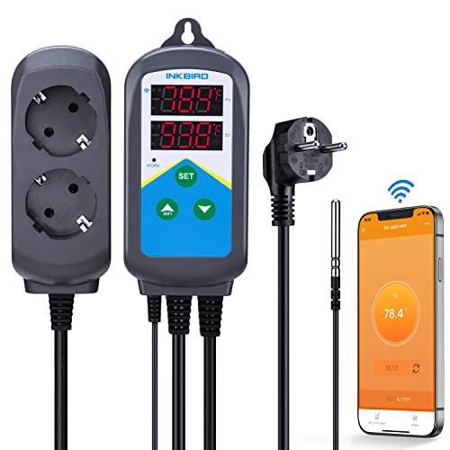 Inkbird WiFi Thermostat,Dualzeitzyklusein Alarmfunktion Zwei Steckdosen(Nur Zum Heizen) von Inkbird