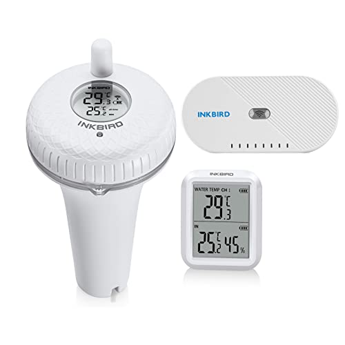 Inkbird WiFi Poolthermometer Schwimmend, IBS-P01R mit IBS-M1 WiFi Gateway Kombinationsset, Pool Thermometer Wlan mit App und Kabellosem Empfänger von Inkbird