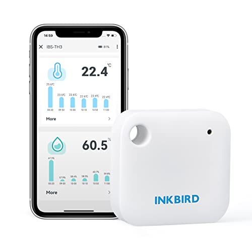 Inkbird Wlan Thermometer Hygrometer IBS-TH3, Innen Temperatur Luftfeuchtigkeit für Weinkeller, Gewächshaus, Garage von Inkbird