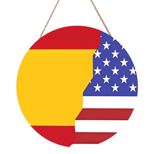 Amerikanische Spanien-Flagge, runde Holztafelmalerei, 30,5 cm, exquisites Kunstwerk, umweltfreundliches Holz, eine elegante Wahl für Heimdekoration. Amerikanische Spanien-Flagge, runde Holztafelmalerei, 30,5 cm, exquisites Kunstwerk, umweltfreundliches Holz, eine elegante Wahl für Heimdekoration. von Inkmhztk