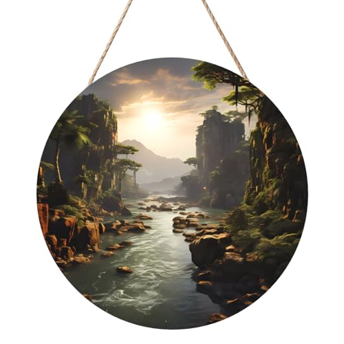 Berge und Flüsse Runde Holztafelmalerei 30,5 cm Exquisites Kunstwerk umweltfreundliches Holz eine elegante Wahl für die Heimdekoration Berge und Flüsse Runde Holztafelmalerei 30,5 cm Exquisites Kunstwerk umweltfreundliches Holz eine elegante Wahl für die Heimdekoration von Inkmhztk