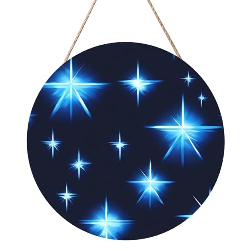 Cartoon Blue Star Round Wood Panel Painting 30.5 cm Exquisite Artwork, Environmentally Friendly Wood, An Elegant Choice For Home Decoration. von Inkmhztk