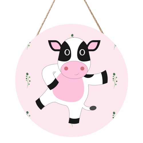 Cartoon Calf Round Wood Panel Painting 30.5 cm Exquisite Artwork, Environmentally Friendly Wood, A Elegant Choice for Home Decoration. von Inkmhztk