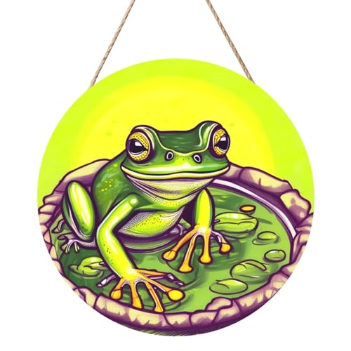 Frosch im Teich Runde Holzplatte Malerei 30,5 cm Exquisites Kunstwerk umweltfreundliches Holz eine elegante Wahl für die Heimdekoration Frosch im Teich Runde Holzplatte Malerei 30,5 cm Exquisites Kunstwerk umweltfreundliches Holz eine elegante Wahl für die Heimdekoration von Inkmhztk