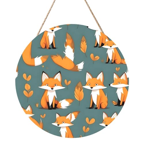 Gelber Fuchs Runde Holztafelmalerei 12 Zoll Exquisites Kunstwerk, umweltfreundliches Holz, eine elegante Wahl für Heimdekoration. von Inkmhztk