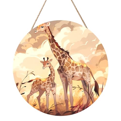 Giraffe Mutter und Kind Runde Holztafelmalerei 12 Zoll Exquisites Kunstwerk Umweltfreundliches Holz Eine Elegante Wahl für Heimdekoration. Giraffe Mutter und Kind Runde Holztafelmalerei 12 Zoll Exquisites Kunstwerk Umweltfreundliches Holz Eine Elegante Wahl für Heimdekoration. von Inkmhztk