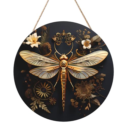 Gold Exquisite Libelle Runde Holzplatte Malerei 12 Zoll Exquisite Kunstwerk Umweltfreundliches Holz Eine Elegante Wahl für Heimdekoration. Gold Exquisite Libelle Runde Holzplatte Malerei 12 Zoll Exquisite Kunstwerk Umweltfreundliches Holz Eine Elegante Wahl für Heimdekoration. von Inkmhztk