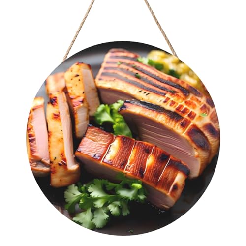 Golden Roast Round Wood Panel Painting 30.5 cm Exquisite Artwork, Environmentally Friendly Wood, An Elegant Choice For Home Decoration. von Inkmhztk