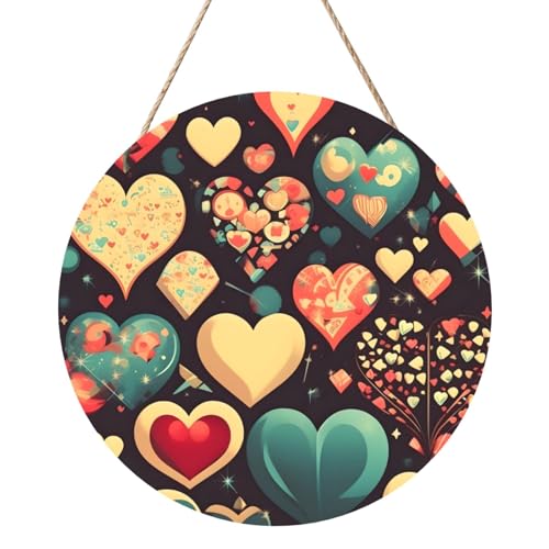 Heart Crush Flower Round Wood Panel Painting 30.5 cm Exquisite Artwork, Environmentally Friendly Wood, An Elegant Choice For Home Decoration. von Inkmhztk