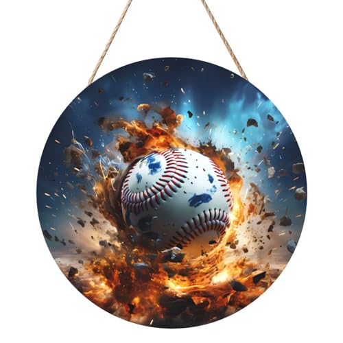 Hot Baseball Round Wood Panel Painting 30.5 cm Exquisite Artwork, Environmentally Friendly Wood, A Elegant Choice for Home Decoration. von Inkmhztk