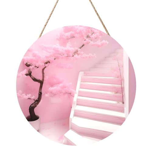 Kirschblüte Weiße Treppe Runde Holzplatte Malerei 12 Zoll Exquisite Kunstwerke, umweltfreundliches Holz, eine elegante Wahl für Heimdekoration. Kirschblüte Weiße Treppe Runde Holzplatte Malerei 12 Zoll Exquisite Kunstwerke, umweltfreundliches Holz, eine elegante Wahl für Heimdekoration. von Inkmhztk