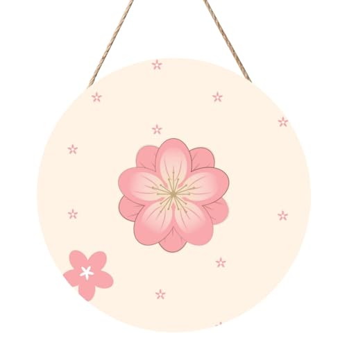 Little Pink Cherry Blossoms Round Wood Panel Painting 30.5 cm Exquisite Artwork, Environmentally Friendly Wood, An Elegant Choice For Home Decoration. von Inkmhztk