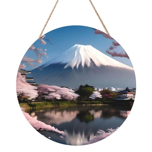 Mt. Fuji im frühen Frühling, runde Holztafelmalerei, 30,5 cm, exquisites Kunstwerk, umweltfreundliches Holz, eine elegante Wahl für Heimdekoration. Mt. Fuji im frühen Frühling, runde Holztafelmalerei, 30,5 cm, exquisites Kunstwerk, umweltfreundliches Holz, eine elegante Wahl für Heimdekoration. von Inkmhztk