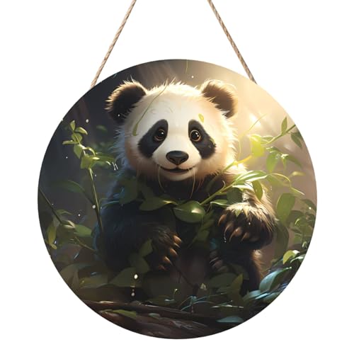 Niedliche Panda-Pflanze, runde Holzplattenmalerei, 30,5 cm, exquisite Kunstwerke, umweltfreundliches Holz, eine elegante Wahl für Heimdekoration. Niedliche Panda-Pflanze, runde Holzplattenmalerei, 30,5 cm, exquisite Kunstwerke, umweltfreundliches Holz, eine elegante Wahl für Heimdekoration. von Inkmhztk