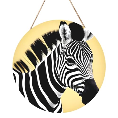 Schwarz-Weiß-Zebra-Holzplattenmalerei, rund, 30,5 cm, exquisites Kunstwerk, umweltfreundliches Holz, eine elegante Wahl für Heimdekoration. Schwarz-Weiß-Zebra-Holzplattenmalerei, rund, 30,5 cm, exquisites Kunstwerk, umweltfreundliches Holz, eine elegante Wahl für Heimdekoration. von Inkmhztk