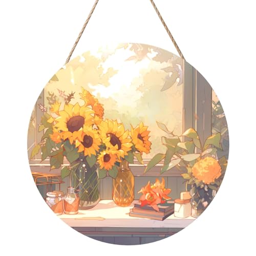 Sonnenblumen unter der Fensterbank Runde Holzpaneelmalerei 12 Zoll Exquisite Kunstwerke, umweltfreundliches Holz, eine elegante Wahl für Heimdekoration. Sonnenblumen unter der Fensterbank Runde Holzpaneelmalerei 12 Zoll Exquisite Kunstwerke, umweltfreundliches Holz, eine elegante Wahl für Heimdekoration. von Inkmhztk