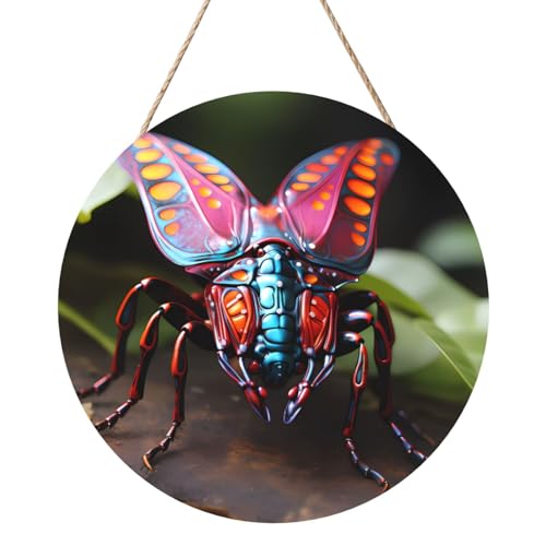Strange Insects Runde Holztafelmalerei 12 Zoll Exquisite Kunstwerke, umweltfreundliches Holz, eine elegante Wahl für Heimdekoration. von Inkmhztk