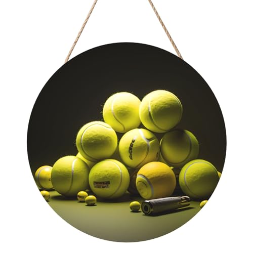 Tennisdiagramm Runde Holzplattenmalerei 12 Zoll Exquisite Kunstwerke, umweltfreundliches Holz, eine elegante Wahl für Heimdekoration. von Inkmhztk