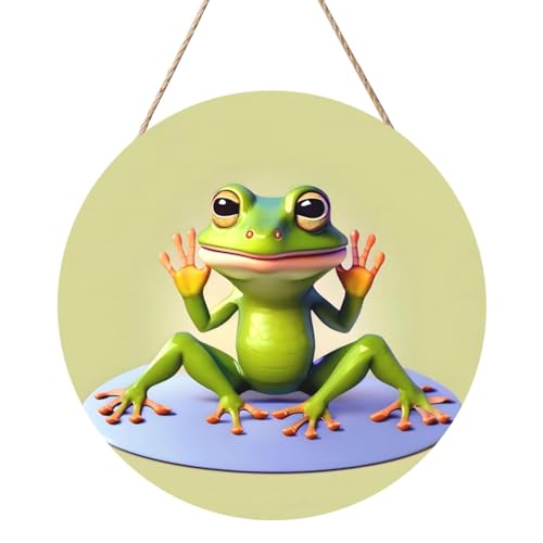 The Funny Frog Doing Yoga Round Wood Panel Painting 30.5 cm Exquisite Artwork, Environmentally Friendly Wood, A Elegant Choice for Home Decoration. The Funny Frog Doing Yoga Round Wood Panel Painting 30.5 cm Exquisite Artwork, Environmentally Friendly Wood, A Elegant Choice for Home Decoration. von Inkmhztk