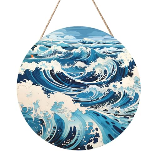Ukiyo-E Stil Wellen Runde Holztafelmalerei 12 Zoll Exquisites Kunstwerk Umweltfreundliches Holz Eine Elegante Wahl für Heimdekoration Ukiyo-E Stil Wellen Runde Holztafelmalerei 12 Zoll Exquisites Kunstwerk Umweltfreundliches Holz Eine Elegante Wahl für Heimdekoration von Inkmhztk