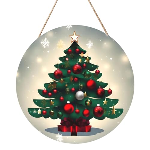Weihnachten Geschenk Baum Runde Holzplatte Malerei 12 Zoll Exquisite Kunstwerke, umweltfreundliches Holz, eine elegante Wahl für Heimdekoration. von Inkmhztk