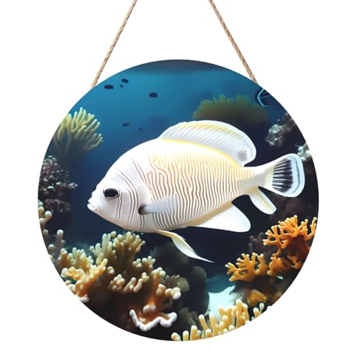 Weiß-goldener Fisch Runde Holzplattenmalerei 12 Zoll Exquisite Kunstwerke, umweltfreundliches Holz, eine elegante Wahl für Heimdekoration. Weiß-goldener Fisch Runde Holzplattenmalerei 12 Zoll Exquisite Kunstwerke, umweltfreundliches Holz, eine elegante Wahl für Heimdekoration. von Inkmhztk